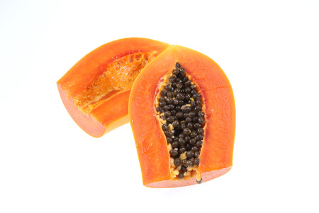 Papaya fruit isolated on a white backgroundの写真素材