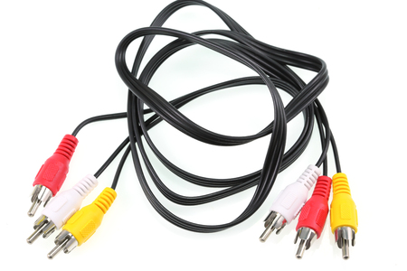 Plugs and cables on white background