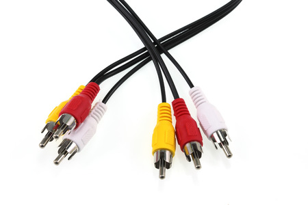 Plugs and cables on white background
