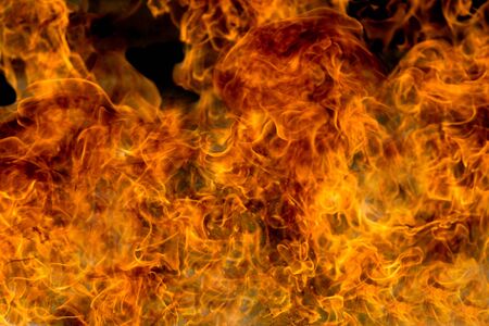 Fire flames on black background