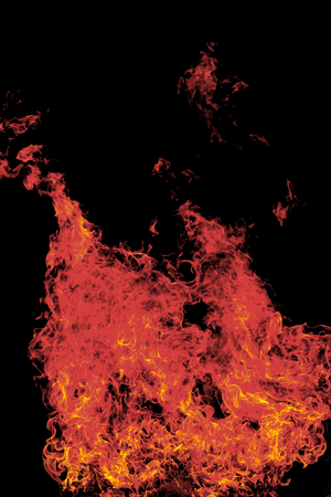 Fire flames on black backgroundの写真素材