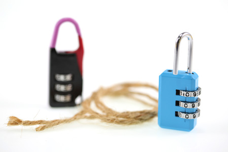 Two Combination padlock  on white.for design.の写真素材