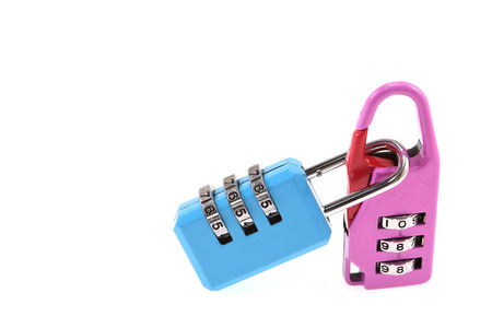 Two Combination padlock  on white.for design.