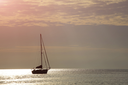 Boat at sunsetの写真素材
