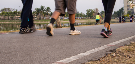 Walking exercise on the street in the evening.