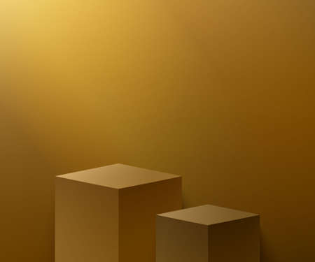 3d podium in orange tones behind the back light is brightly lit Overall simple.のイラスト素材