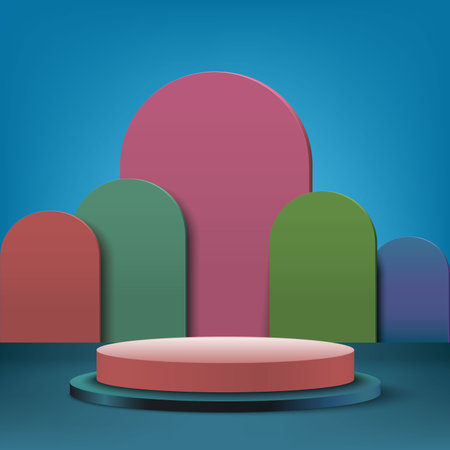Abstract blue background with geometric shape podium 3d.のイラスト素材
