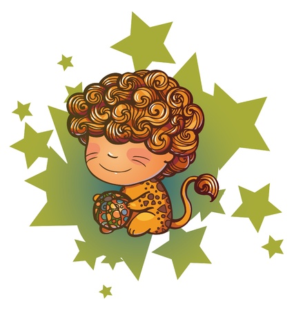 Little Leo playing with ballのイラスト素材