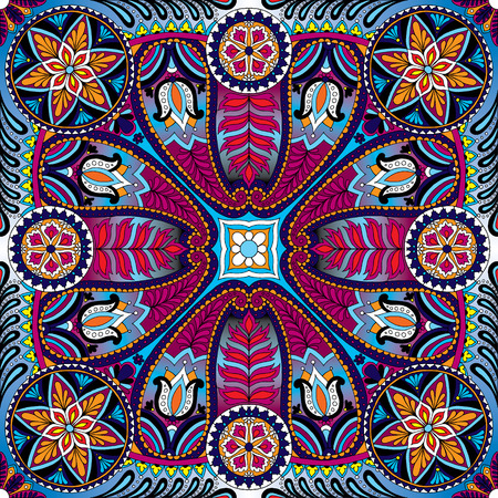 Vector illustration of boho oriental indian kerchief ornamentの写真素材