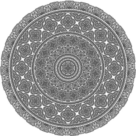 Vector ornate mandala illustration. Plate, pillow, blanket print design.のイラスト素材