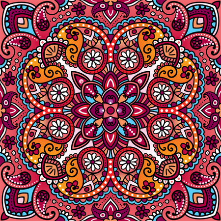 Vector paisley oriental kerchief, pillow, blanket design.のイラスト素材