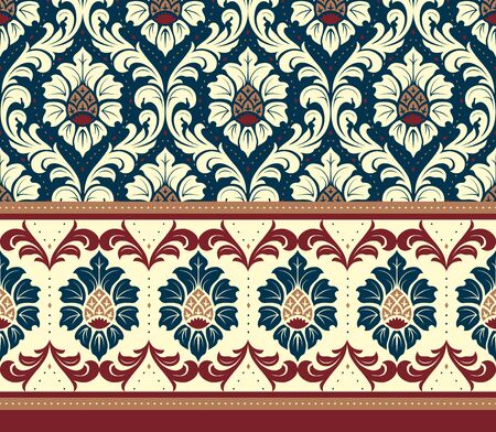 Oriental Vector seamless damask ornament backgroundのイラスト素材