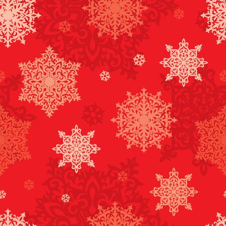 Vector seamless pattern of snowflakes. New Year or Christmas background texture for greeting card, gift box wrapping, decoration.のイラスト素材
