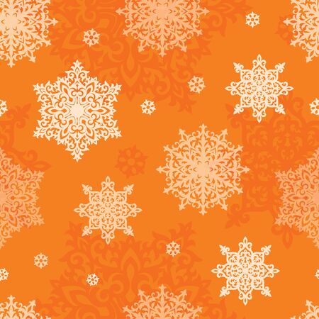 Vector seamless pattern of snowflakes. New Year or Christmas background texture for greeting card, gift box wrapping, decoration.のイラスト素材