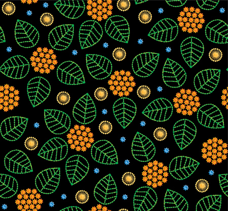 Vector seamless embroidery pattern, decorative textile ornament, pillow or bandana decor. Bohemian handmade style background design.のイラスト素材