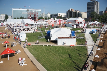 PERM - JUNE 7  Town of festival White Nights, on June 7, 2012 in Perm, Russia  White Nights Festival visited more than 1 million people のeditorial素材