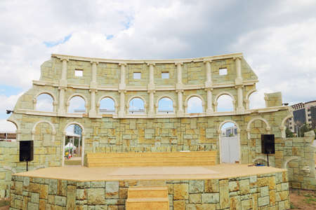 PERM, RUSSIA - JUNE 18, 2014: Improvised Colosseum for performing at open air festival White Nightsのeditorial素材