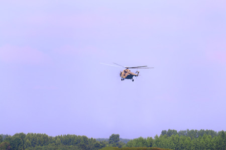 PERM, RUSSIA - JUN 27, 2015: Flying helicopter mi-26 on airshow Wings of Parmaのeditorial素材