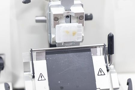 Study Histological sample and preparing a biopsy by use Microtome in Lab.