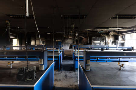 Science lab caused by fire.の写真素材