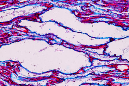 Host cells with spores (mold) are inside wood under the microscope for education.