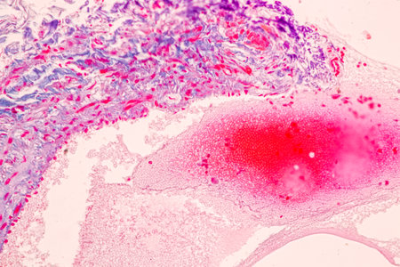 Characteristics Tissue of Olfactory epithelium Human under the microscope in Lab.