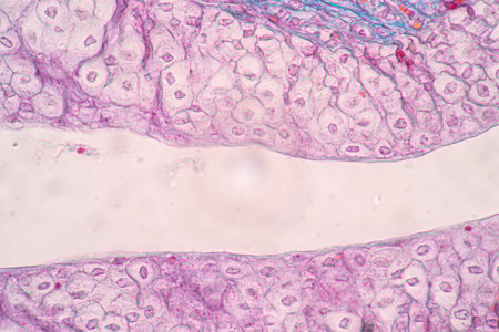Histological Uterus human, Uterine tube human, Placenta human and Umbilical cord Human under the microscope for education.の写真素材