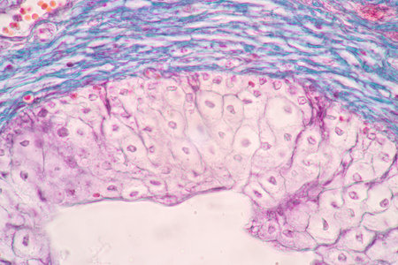 Histological Uterus human, Uterine tube human, Placenta human and Umbilical cord Human under the microscope for education.の写真素材