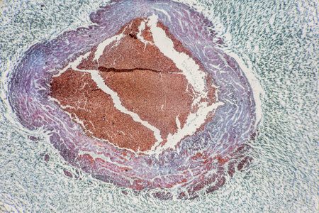 Histological Uterus human, Uterine tube human, Placenta human and Umbilical cord Human under the microscope for education.の写真素材