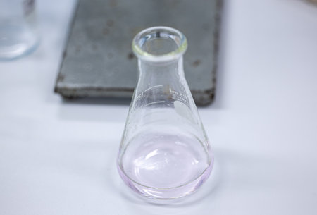 Acid-base reaction titration in Laboratory.