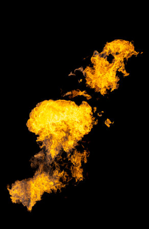 Bonfire energy that burns from gas isolated on black isolated background - Beautiful.の写真素材