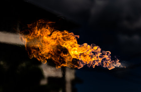 Bonfire energy that burns from gas isolated on black isolated background - Beautiful.の写真素材