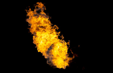 Bonfire energy that burns from gas isolated on black isolated background - Beautiful.の写真素材