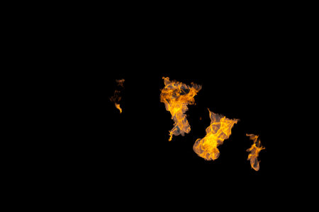 Bonfire energy that burns from gas isolated on black isolated background - Beautiful.の写真素材