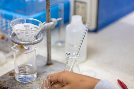 Solvent extraction system for samples  in the laboratory, Research and Development.の写真素材