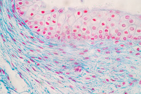 Showing Light micrograph of the Adrenal gland and Urinary bladder human under the microscope for education in the laboratory.の写真素材