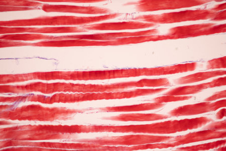 Striated muscle human under the microscope for education.の写真素材