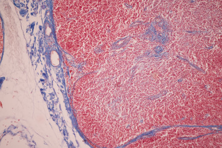 Showing Light micrograph of the Thyroid gland and Thymus gland human Child under the microscope for...