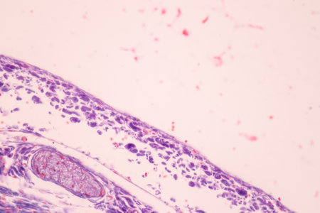 Showing Light micrograph of the Trachea, Thymus, Parathyroid gland and Tonsil  human under the microscope for education in the laboratory.の写真素材
