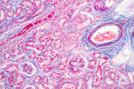Structure of Tissue of Spleen Human, Liver Human and Kidney Human under the microscope in Lab.の写真素材