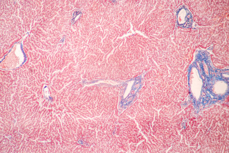 Structure of Tissue of Spleen Human, Liver Human and Kidney Human under the microscope in Lab.の写真素材