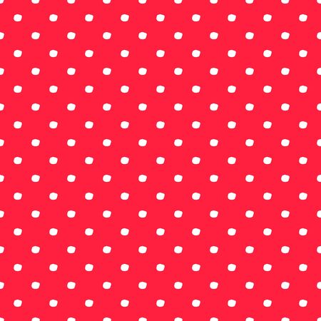 Vector seamless hand draw brush Berry red and white polka dots pattern. Summer backgrounds of simple primitive with dots for textile design, for covers of notebooks and otherのイラスト素材