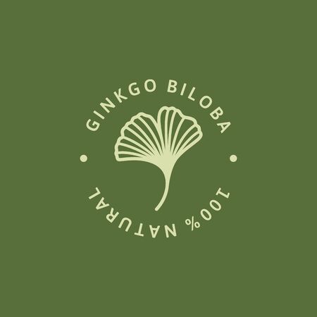 Ginkgo Biloba Leaf green badge and icon in trendy linear styleのイラスト素材