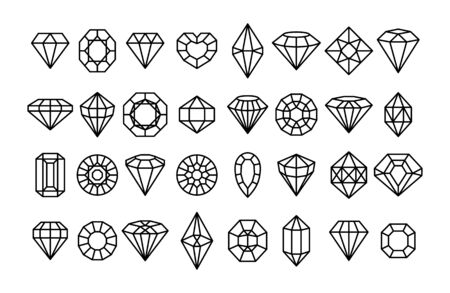 Big set of Gemstone icons in a linear minimal style.のイラスト素材