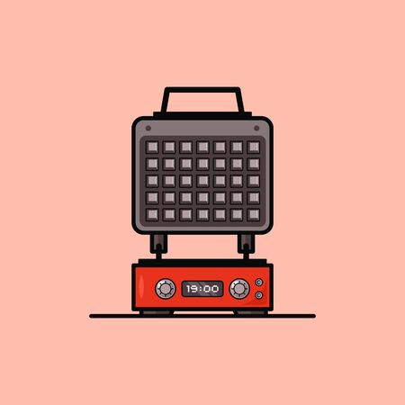 Waffle-iron icon isolated of pink background in trendy flat style. Concept sweet baking cooking. Vector illustrationのイラスト素材