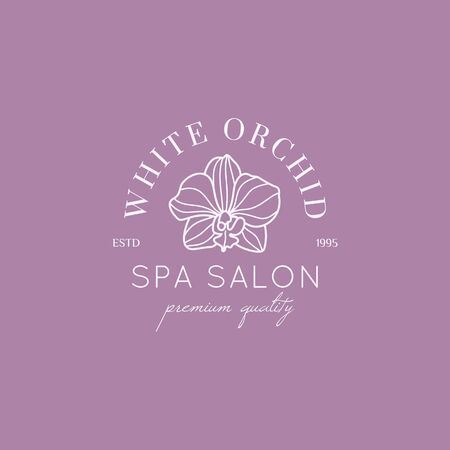Orchid  design template in simple minimal linear style. Vector floral emblem and icon for Beauty Salon, SPA.のイラスト素材