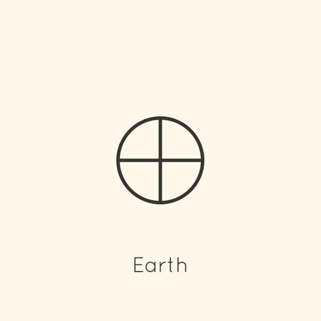Earth Planet Symbol in Minimal Liner Trendy Style. Vector Astrological Sign for Logo, Tattoo, Calendar , Horoscopeのイラスト素材