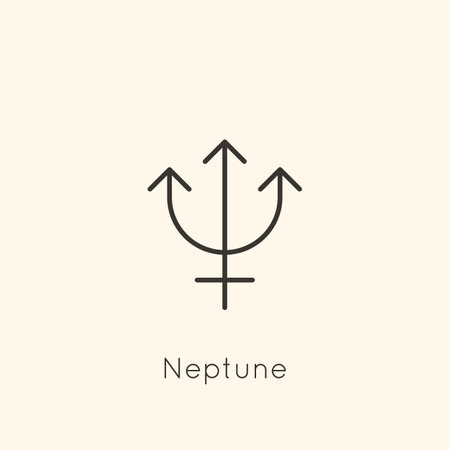 Neptune Planet Symbol Icon in Minimal Liner Trendy Style. Vector Astrological Sign for Tattoo, Calendar , Horoscopeのイラスト素材