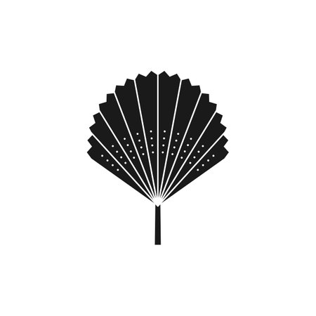 Dried Palm Leaf Silhouette in Simple Style. Vector Tropical Leaf Boho Emblem. Floral Illustrationのイラスト素材