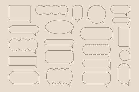 Minimalist Geometric Thin Monoline Speech Bubble Set. Vector Collection Abstract Speak Ballonのイラスト素材